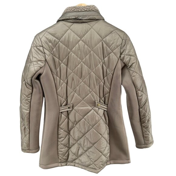 BCBGeneration Quilted Puffer Jacket Womens Nylon Mid Length Faux Fur Trim Size S - Picture 2 of 12